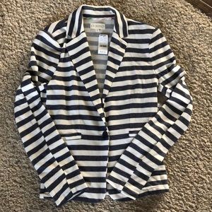 Blue and White Striped Sweater Blazer. Sz Medium
